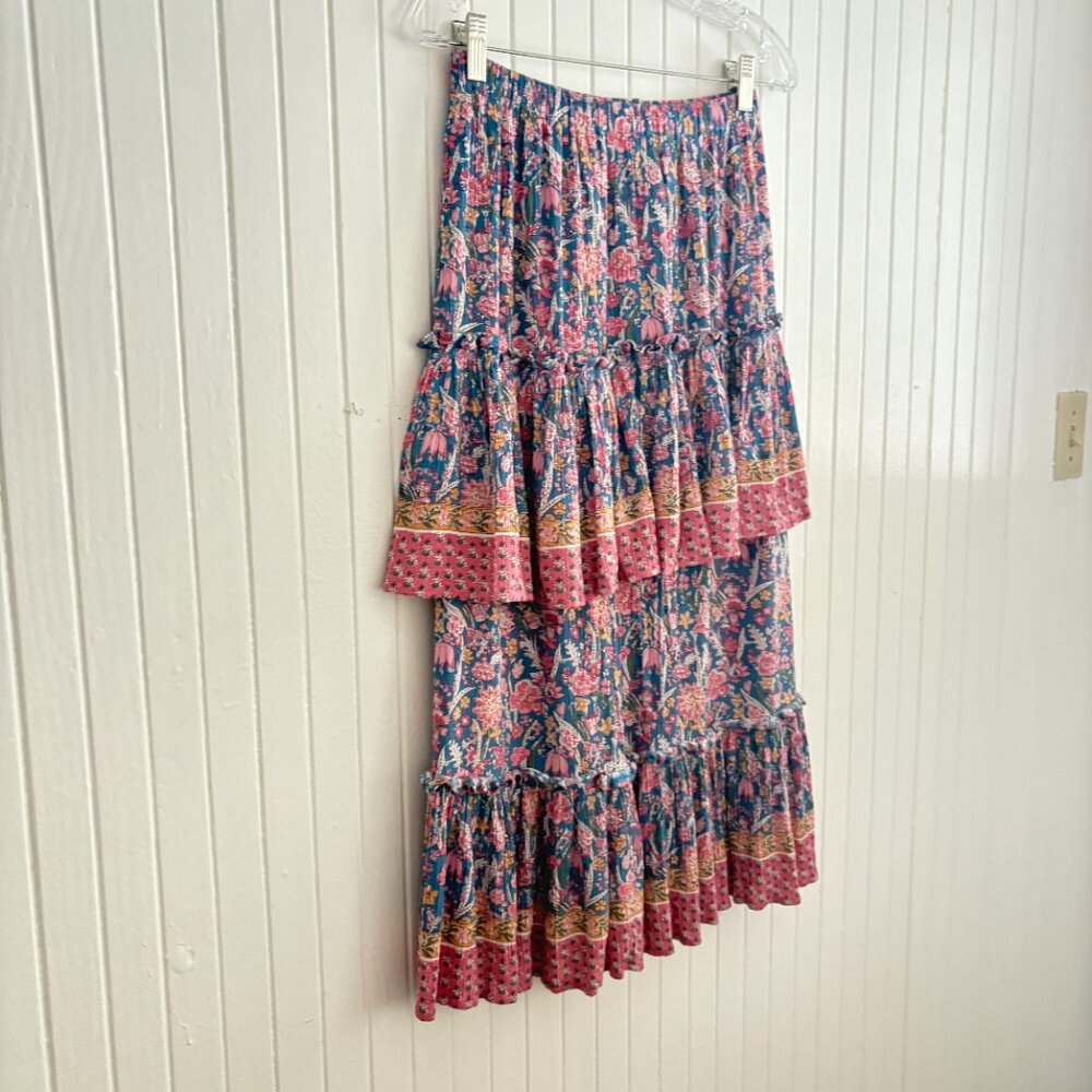 Rachel Zoe Tiered Ruffle Floral Midi Skirt - Picture 2 of 8